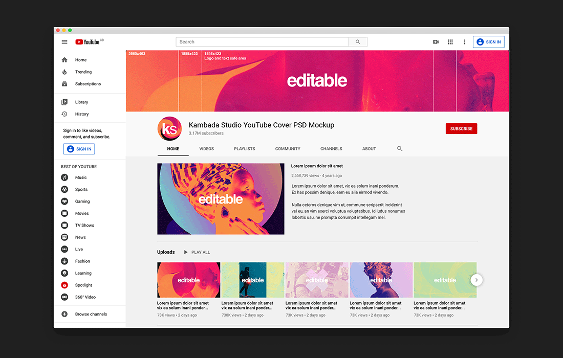 Youtube channel mockup made by ape mockups and updated 4 months ago. Youtube Channel Mockup Free Psd File Kambada Studio