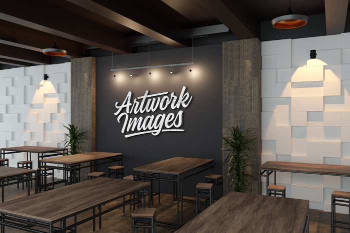 Via the smart object layer, you can insert your designs with one click. Silver 3d Logo Mockup On Restaurant Decoration Wall